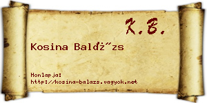 Kosina Balázs névjegykártya